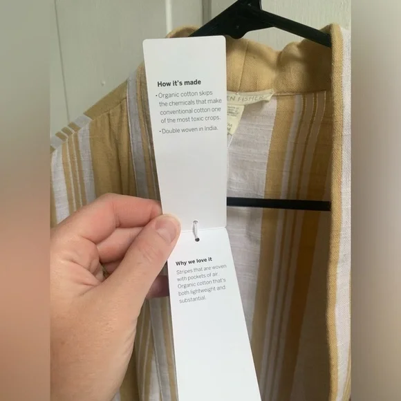 NWT Eileen Fisher Striped Organic Cotton Doubleweave Kimono Size Small/Medium - Picture 8 of 10